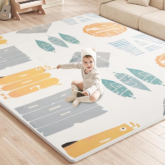 Thick Play Mat for Baby, 79x71 Playpen Mat Waterproof 0.8 Inch XPE Large Playmat for Toddler, Crawling Foldable Reservible Kids Foam Playmat Cushioned Floor Indoor Outdoor