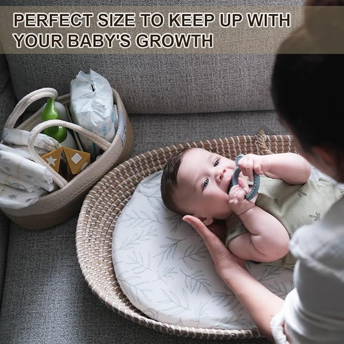 ZEAL'N LIFE Seagrass Baby Changing Basket Set – Portable Diaper Changing Station for Dresser & Table | Waterproof Changing Pad, Baby Towel & Diaper Caddy | Nursery Changing Table & Baby Gift Idea