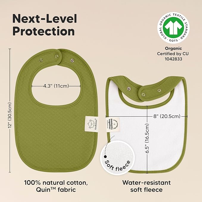 KeaBabies 8-Pack Organic Baby Bibs for Girls, Boys - Quilted Cotton Cloth Baby Drool Bibs for Drooling and Teething Toddler, Newborn, Infant, Soft & Super Absorbent (Sahara)