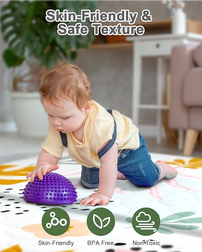 Premium Foam Baby Play Mat 71x59 – Removable & Machine Washable Cover, Extra Thick Padding Playpen Mat, Non-Slip Crawling Mat, Easy to Clean for Infants, Toddlers & Babies