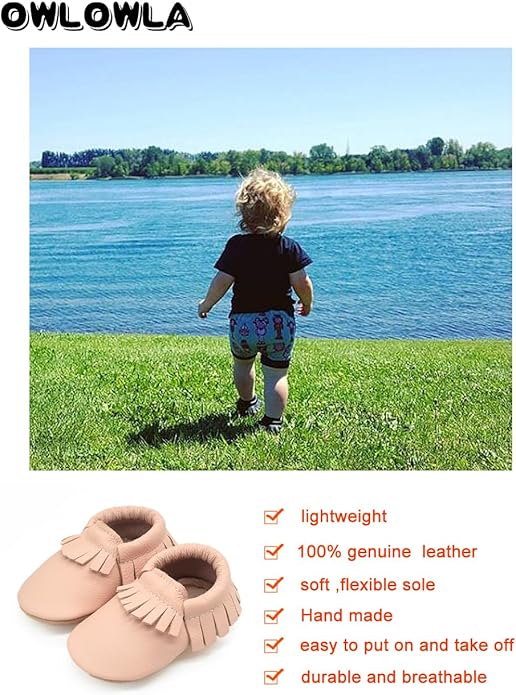 OWLOWLA Baby Moccasins Soft Sole Leather Baby Shoes Infant Toddler Pre-Walker Shoes Baby Boy Girl