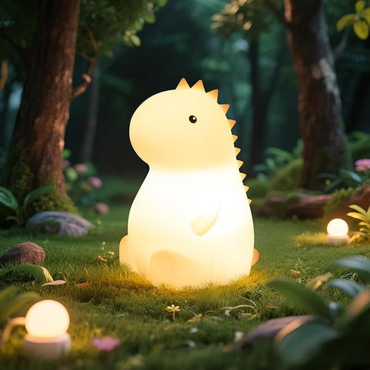 Night Light for Kids, Rechargeable Dimmable Silicone LED Nightlight with 7 Colors, Baby Nursery Night Lamp, Touch Squishy Lamp, Cute Gifts for Girls, Boys, Toddler Room Decor, Dinosaur