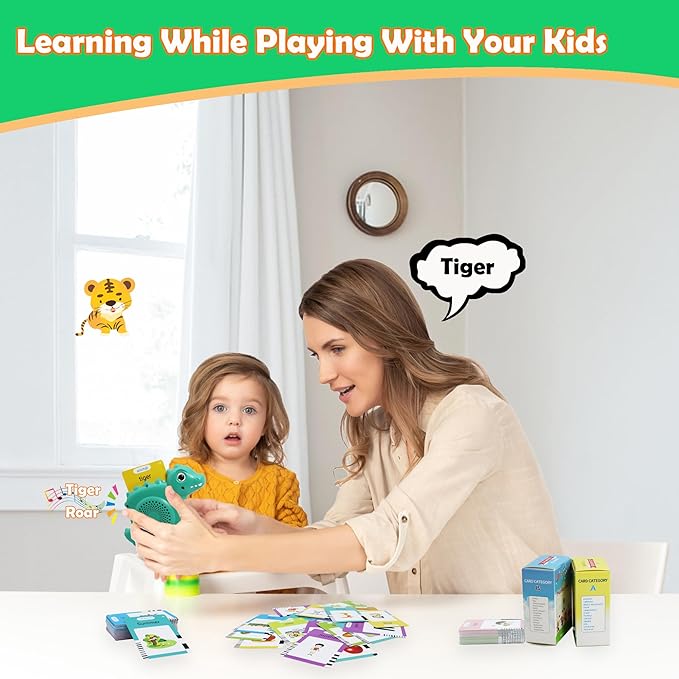 MAYAPHILOS English Talking Flash Cards with 224 Sight Words, Pocket Speech Therapy Toys, Interactive Autism Sensory Toy, Eductional Toys Learn English for Kids