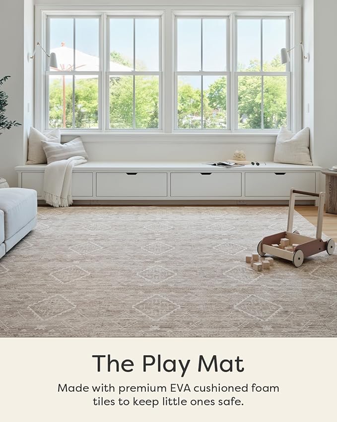 House of Noa Baby Play Mat – 4x6 Driftwood Ula – Set of 6 Tiles – Cushioned EVA Foam Play Mat for Floor, Soft Interlocking Baby Crawling Mats for Hard Floors