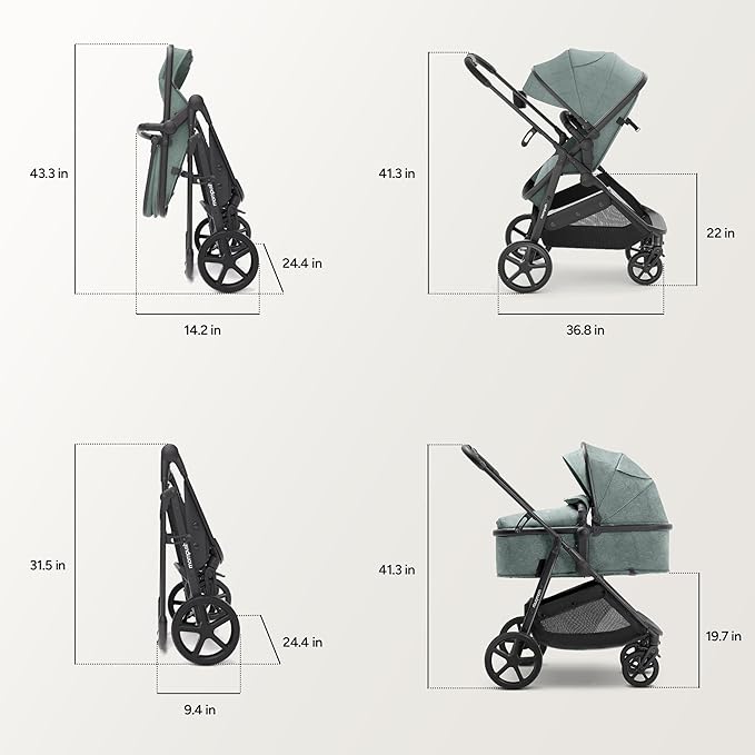 Mompush Wiz 2 in 1 Baby Stroller with Bassinet Mode, Convertible Infant Stroller for Newborn and Toddler with Reversible Seat and Large UPF 50+ Canopy