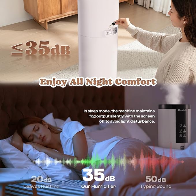 Moongiantgo 12L/3.17Gal Humidifiers for Large Room 500 sq.ft, 350ML/H Mist Output Cool Mist Humidifier with 4 Mist Modes&24H Timer, Quiet Humidifier with Aromatic Diffusion for Home Bedroom Baby Plant