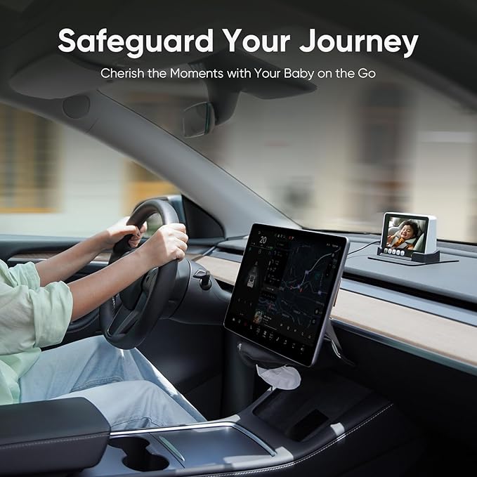 bonoch 5" 1440P Baby Car Camera - 360 Degree Rotating Wide View Backseat Rear Facing Mirror for Baby, USB Powered with Charger, Easy Setup Car Seat Monitor, Night Vision