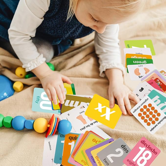 Ceiba Tree Spanish Flash Cards 100 English to Spanish Bilingual Flashcards Español Vocabulary Alphabet Number Colors Educational Learning Toys for Kids Adult Beginners Toddlers Grade School Classroom