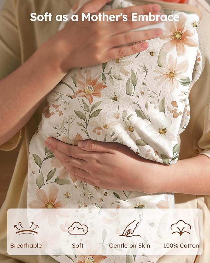 Baby Swaddles for Newborns with Zipper, 100% Cotton Newborn Swaddle Sack, 3 Pack Baby Swaddles 0-3 Months Swaddle Sleep Sack for Newborn Baby Boy Girl Orange Flower