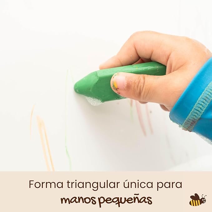 Honeysticks Triangle Bath Crayons Non Toxic (10 Pk) for Toddlers 1-3 and Kids 4-8, Natural Beeswax Crayons, Food-Grade Colors, Fragrance Free, Easy Grip Triangular Shape, Bath Toys for Bathtub, Shower