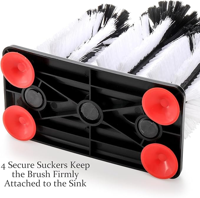 Yesland Water Bottle Cleaning Brush with Suction Base, 3 Head Removable Glass Washer Bristle Brush Cleaner for Long Leg Cup, Beer Cup, Red Wine Glass, Bar, Kitchen, Sink, Home Tools