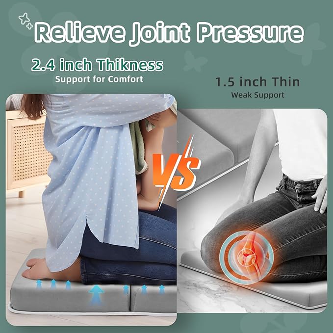 IFNOW Baby Bath Kneeler and Elbow Rest Pad Set- 26'' Extra Long and 2.4'' Thick- with Back Brace，Quick Dry Kneeling Pad for Bathing Baby with Knee & Arm Support, Non-Slip Bathtub Mat with Organizer