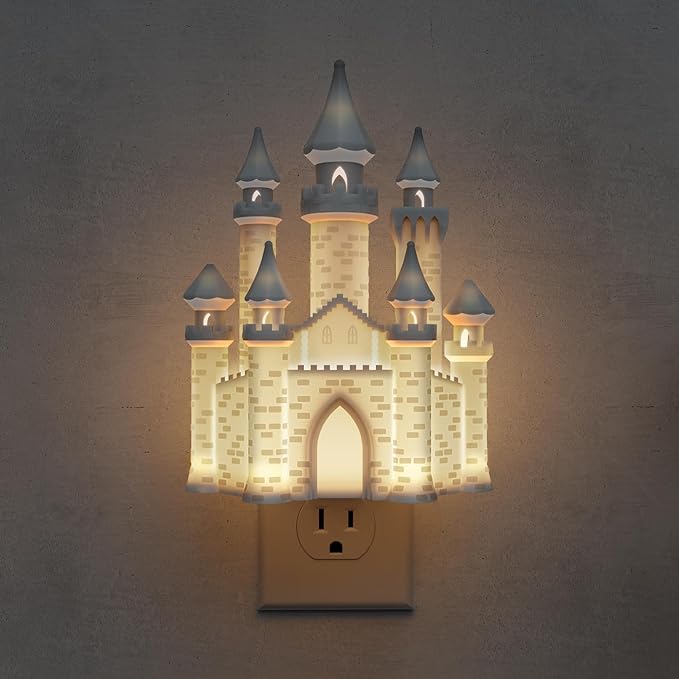 L LOHAS LED 3D Castle Night Lights Plug into Wall, Night Light for Kids, Built-in Dusk to Dawn Sensor, Dimmable Night Light for Kids Room Bedroom Bathroom Hallway, 3000K Soft White