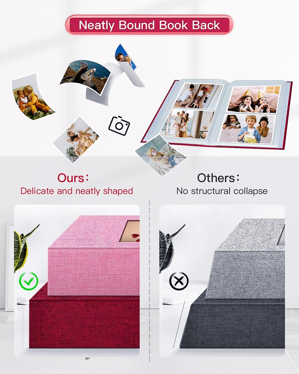 popotop Photo Album 4x6-200 Photos Photo Books with 200 Horizontal Pockets,Linen Cover Albums for Family Wedding Anniversary Baby Vacation Pictures