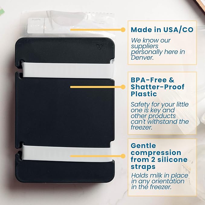 Freeze It Flat Breastmilk Freezer Organizer and Breast Milk Flattener - Breast Milk Freezer Storage Organizer - Breastfeeding Essentials and Pumping Essentials for Breastmilk Storage - Black