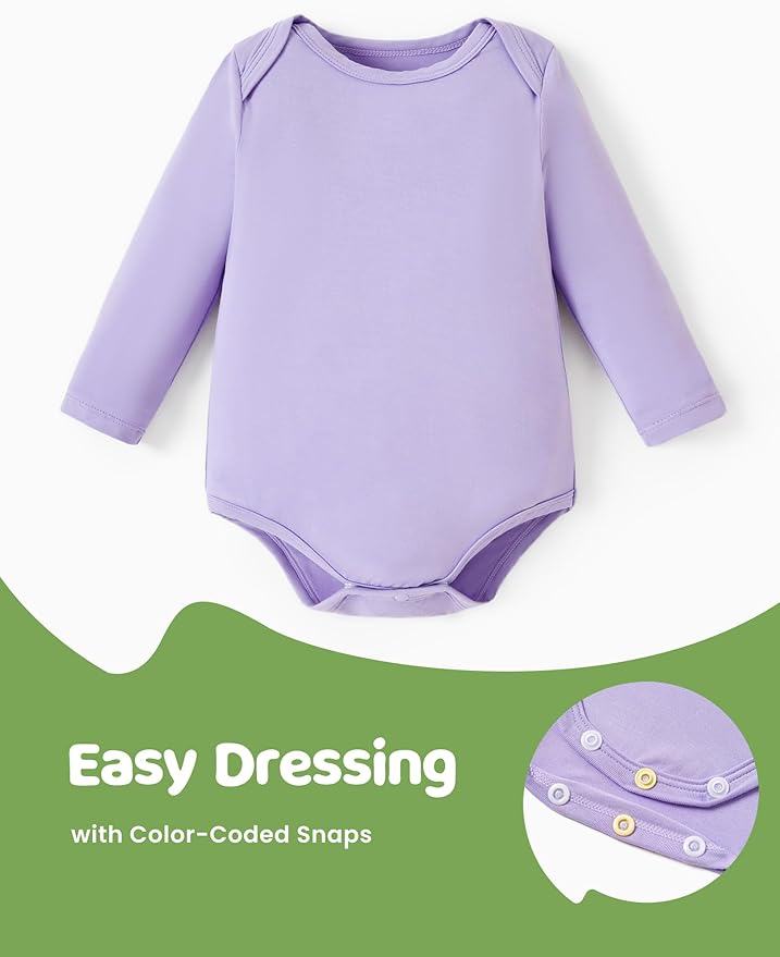 PATPAT Baby Bodysuits - Soft Viscose Made from Bamboo - Long Sleeve Funny for Boys and Girls -Newborn Infant Toddler Clothes