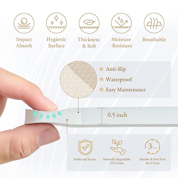 PopsyKosy Premium Exercise & Baby Foam Play Mats - Stylish & Large Non-Toxic Odorless Floor Mat - 6 Tiles - Spacious 6ft x 4ft - Peel-Resistant Reinforced Ver.- Soft Thick, Waterproof - Desert Sand