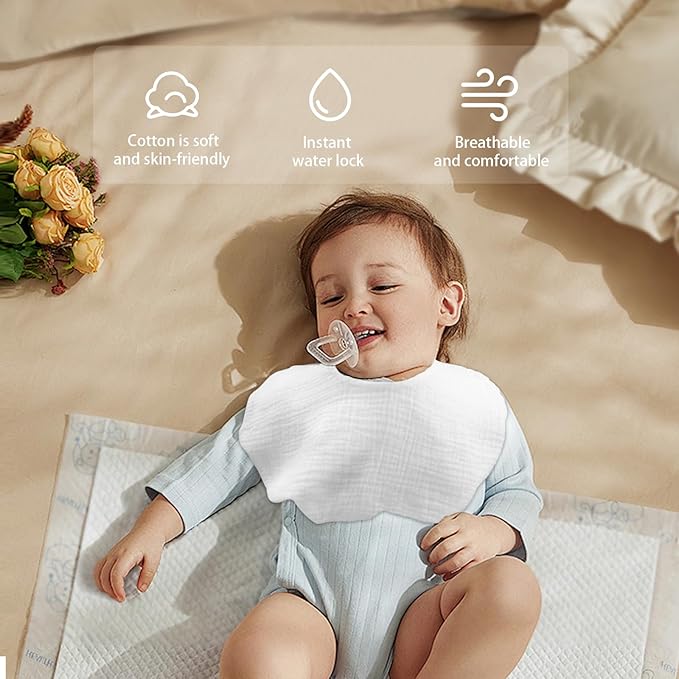 EllieHouse Baby Bibs for Girls Boys 8 Pack Muslin Drool Teeth Drooling Teething Bibs Muslin Cotton for Toddler Infant