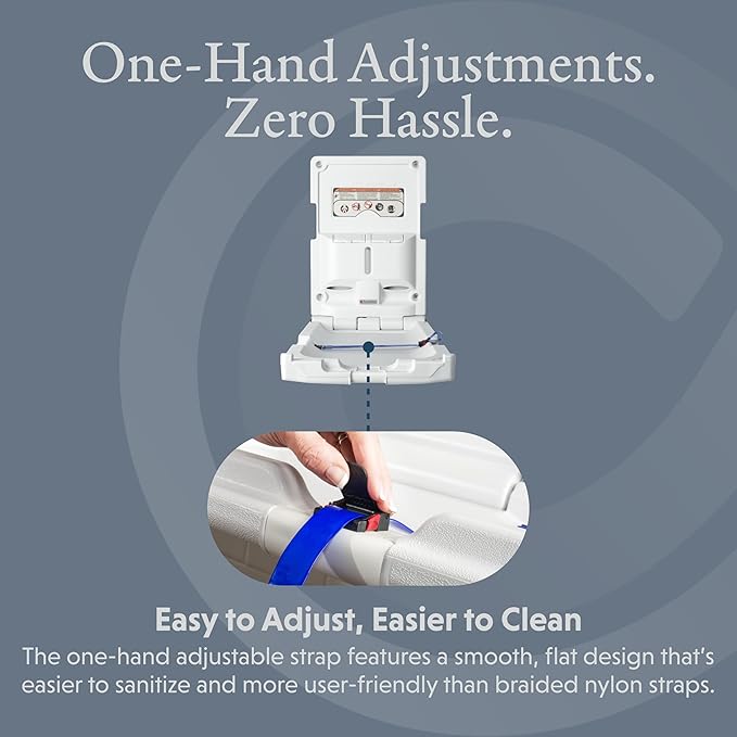 Foundations Classic Vertical Baby Diaper Changing Station, Wall Mount, Built in Liner Dispenser, One Handed Adjustable Safety Strap, Light Gray (100-EV)