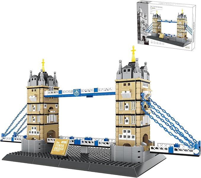 London Twin Tower Bridge Building Blocks Sets London Architecture Building Kits Famous Landmark Model Toys Gift for Adults Kids Teens 969PCS