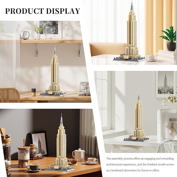 Empire State Architecture Building Blocks Sets New York City Skyline Architecture Model Kits New York Landmark Skycraper Toys Gift for Adults Kids Teens 1559 PCS