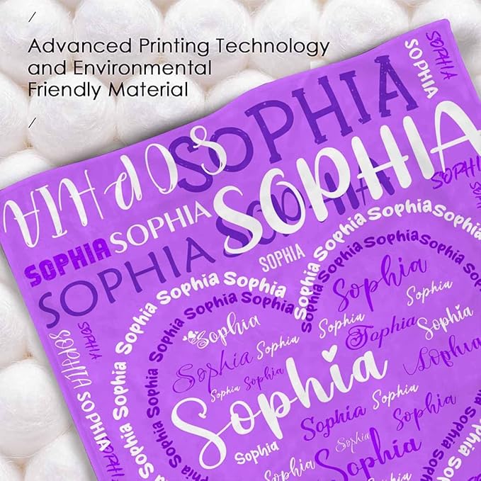 M YESCUSTOM Custom Baby Blanket with Name, Personalized Name Throw Blanket for Girls Boys Kids Customized Flannel Blanket for Men Women Valentines Day Mother's Day Christmas Newborns Purple Heart