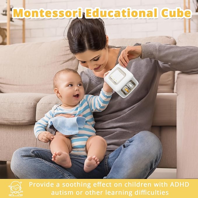 Busy Cube Toy for 1 Year Old Boy, Montessori Toys for 1+ Year Old, Travel Sensory Toys for Toddlers 1-3, Learning Fine Motor Skills| 1st Birthday Gifts Boy 9 12 Months Stocking Stuffers