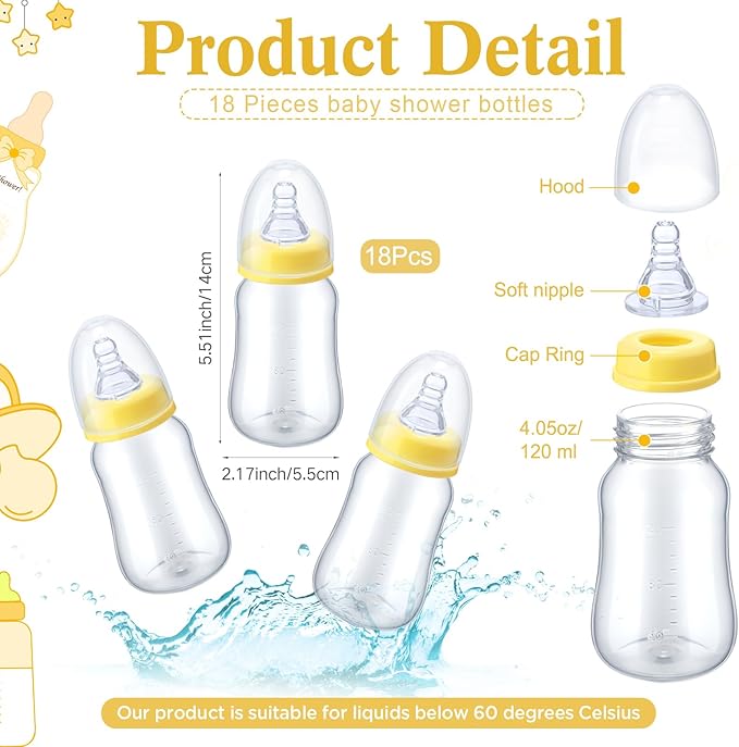 Roowest Bottle Chug Baby Shower Game - Fall Pumpkin Theme, Wooden Sign and 18 Yellow Baby Bottles for Gender Reveal Party Supplies