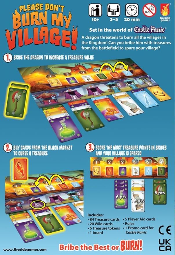 Fireside Games Please Don’t Burn My Village Ages 10+ | 2–5 Players | Competitive Gameplay | Strategic Card Game