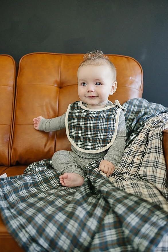 Mebie Baby Muslin Cotton Bib, 3 pack, Baby Bib Set for Burp, Spit Up, Drool, Bandana Bibs for Baby Boy or Baby Girl