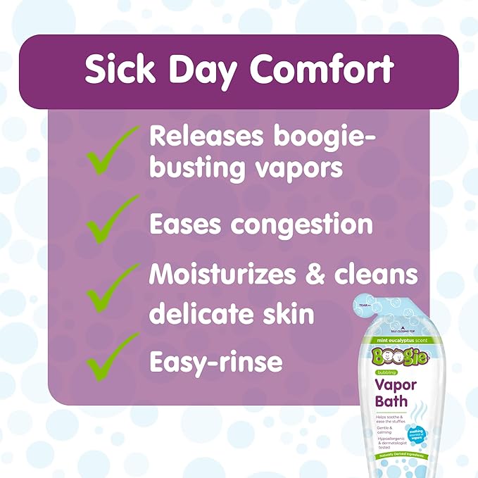 Boogie Kids Botanical Bubble Bath, Soothing Vapor, Made with Plant Extracts, Natural Essential Oils, Mint Eucalyptus, 16 oz (Pack of 1)