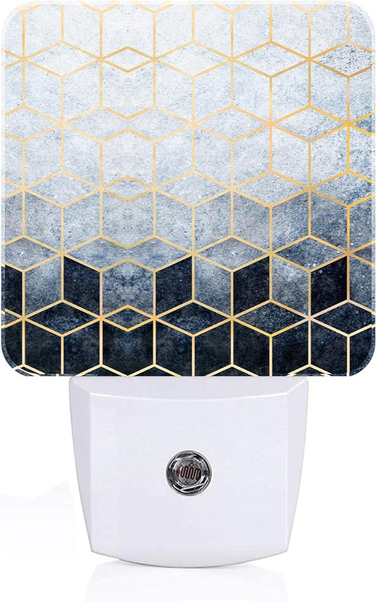 Black Grey Cubes Night Light,Plug-in Nightlights Auto Sensor Night Lamp Dusk-to-Dawn Lamp Home Decor for Nursery Children Girls Boys