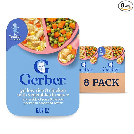 Gerber Toddler Food, Yellow Rice & Chicken, Mealtime for Toddler, 8PK