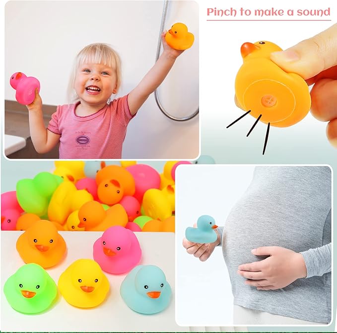 50 Pack Multicolor Mini Rubber Duck Bath Toy Colored Little Ducks