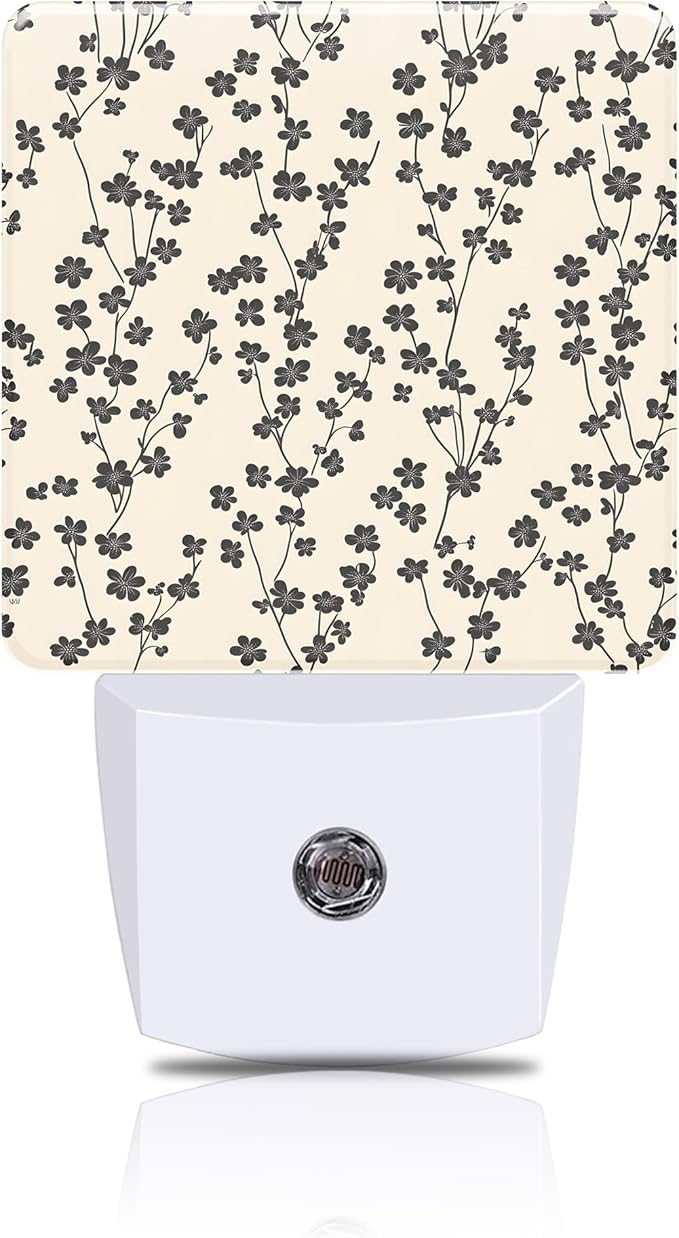 Vintage Flower Night Light, Retro Floral Plug-in Nightlight with Dusk to Dawn Auto Sensor for Home Bedroom Hallway Kitchen 0.5W Sleep Friendly Led Lamp for Women Men