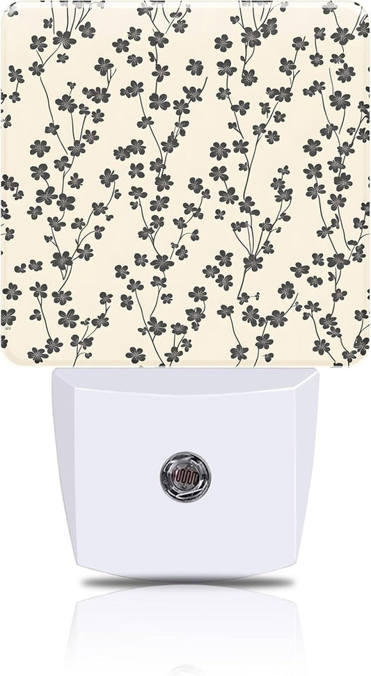 Vintage Flower Night Light, Retro Floral Plug-in Nightlight with Dusk to Dawn Auto Sensor for Home Bedroom Hallway Kitchen 0.5W Sleep Friendly Led Lamp for Women Men