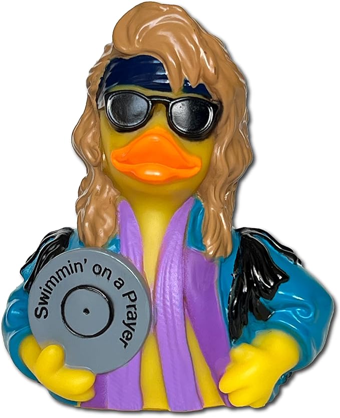 CelebriDucks - Pond Jovial - Swimmin' On A Prayer - Floating Rubber Ducks - Collectible Bath Toy Gift for Kids & Adults of All Ages