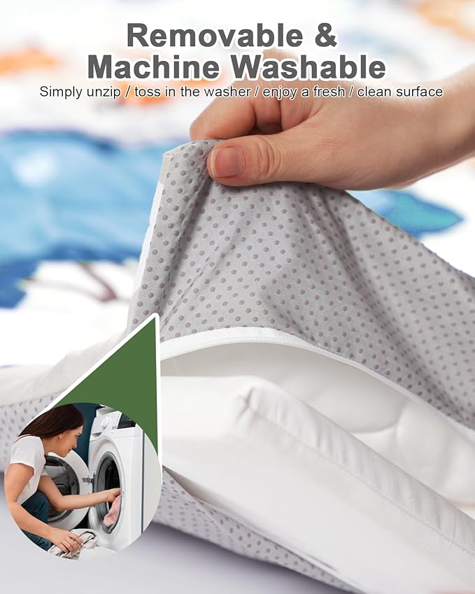 Premium Foam Baby Play Mat 71x59 – Removable & Machine Washable Cover, Extra Thick Padding Playpen Mat, Non-Slip Crawling Mat, Easy to Clean for Infants, Toddlers & Babies