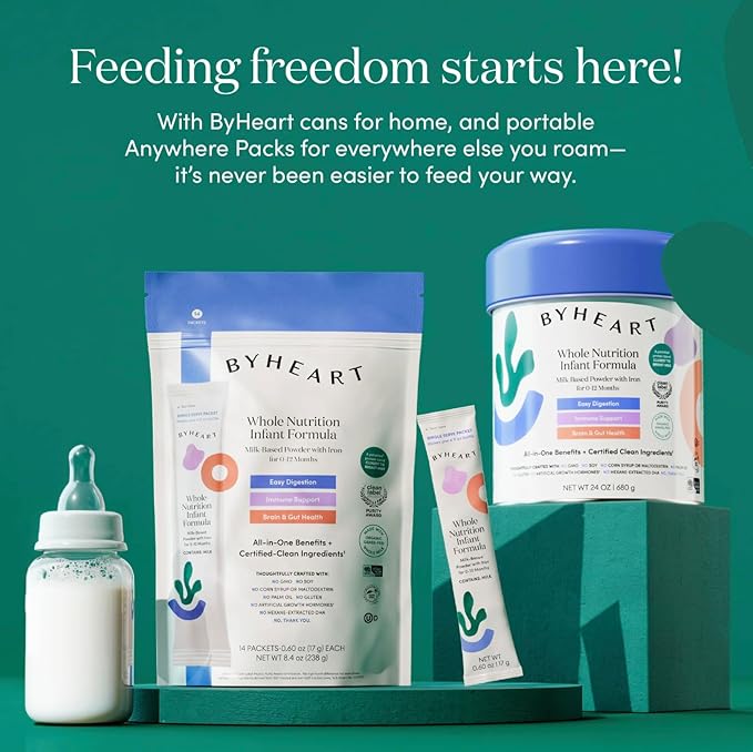 ByHeart Whole Nutrition Anywhere Pack™ Infant Formula Powder, Made with Organic Whole Milk, 14 Count