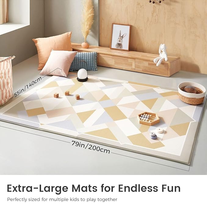 Tiny Land Baby Play Mat - Extra Large 78"x55" Waterproof Crawling Playmat for Infants & Toddlers, Reversible Non-Slip Foam Floor Mat, Soft Thick Foldable (Modern Zoo Oasis)