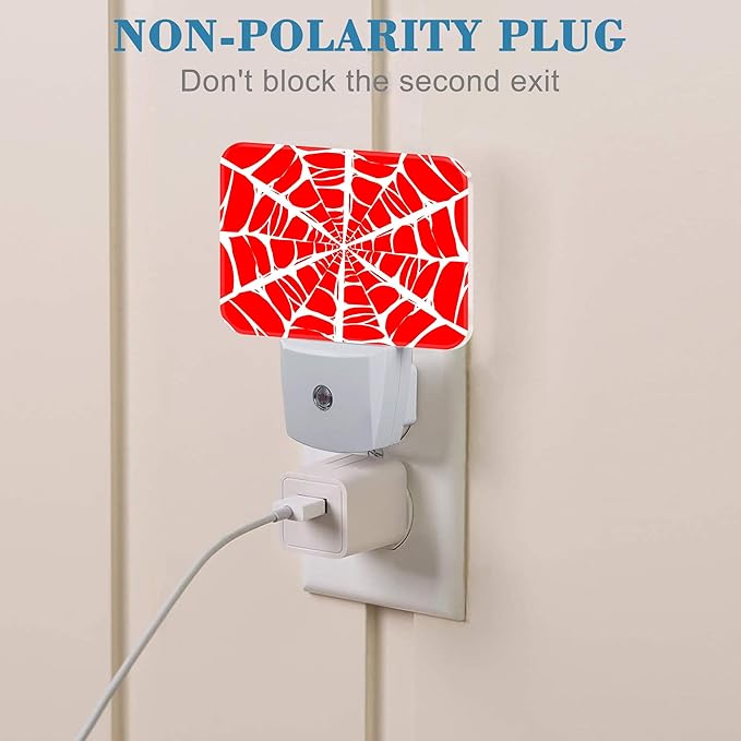 White Spider Web Night Light for Kids, Spider Web LED Night Light Plug into Wall with Dusk to Dawn Sensor for Girls Boys Women Men Room, Hallway, Kitchen, Bathroom, Stairs Decor