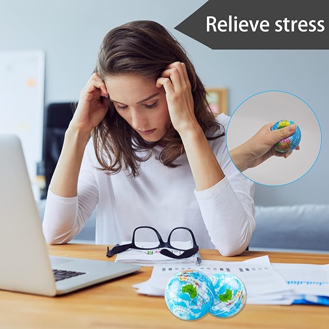 24 PCS Globe Squeeze Balls,2.5 Inch Globe Bouncy Ball Earth Squishy Ball,Mini Foam Globe Squeeze Stress Balls