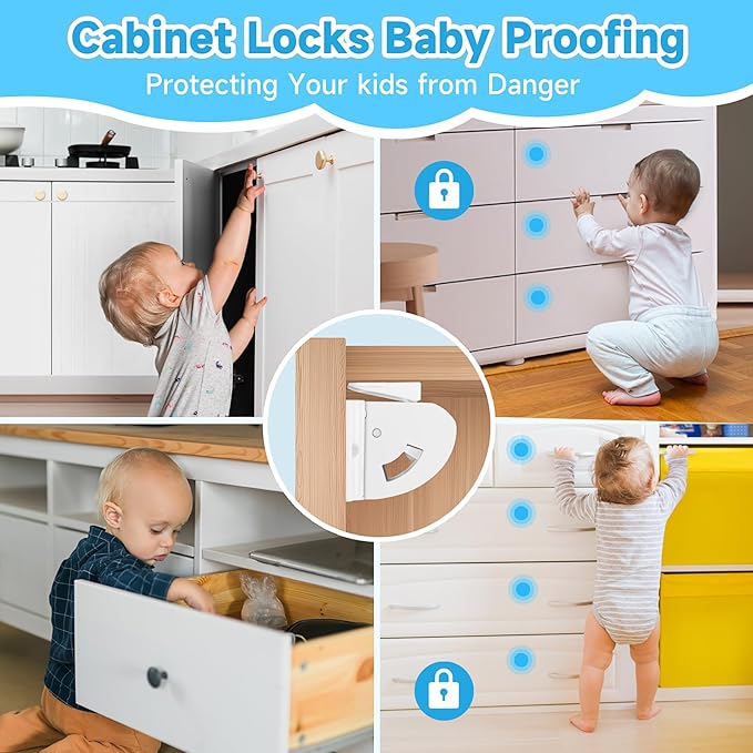 Magnetic Cabinet Locks for Child Safety, Drawer Locks Baby Proofing, Magnetic Door Safety Locks for Cabinets and Drawers, Easy Installation No Tools Required (14)