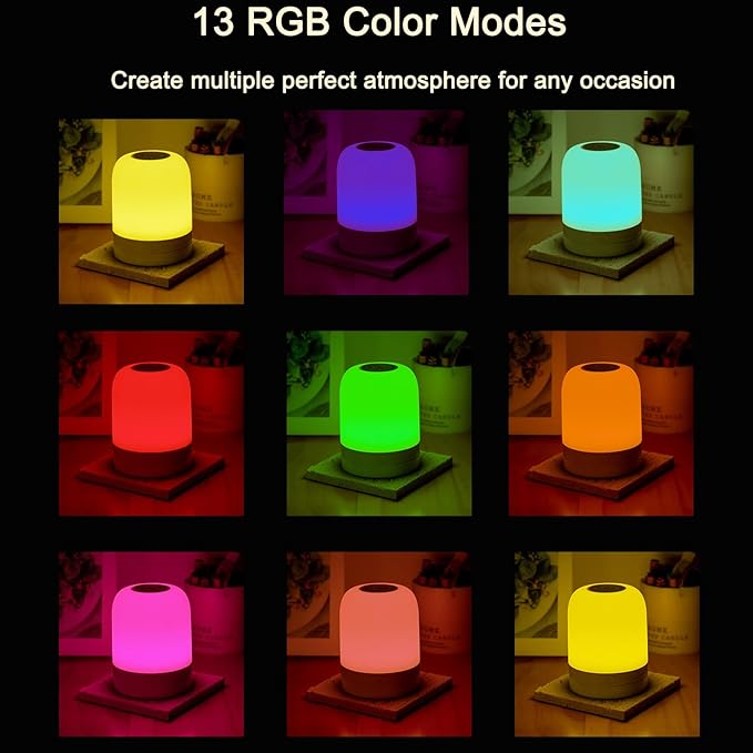 ELITUN Nursery Night Light for Kids,13 Colors RGB Dimmable Small Lamp,Portable Stepless Dimming Small Touch Lamp for Bedroom, Color Changing LED Touch Light