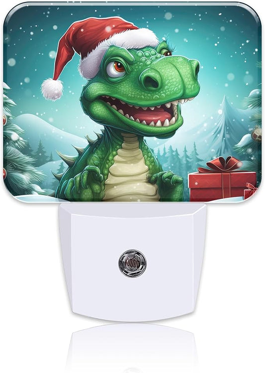 Chrismas Night Light for Kids Girls Boys, Cute Christmas Dinosaur LED Night Light Plug into Wall with Dusk to Dawn Sensor for Room, Hallway, Kitchen, Bathroom, Stairs Decor