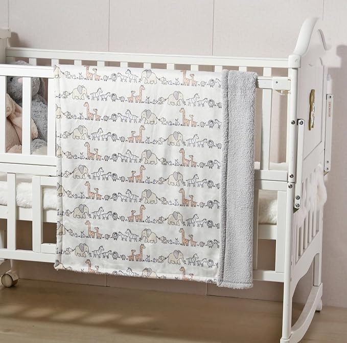CREVENT Minky Baby Blanket for Girls Boys, Soft Plush Receiving Blanket for Newborns - 30x40 Inches (Animal)