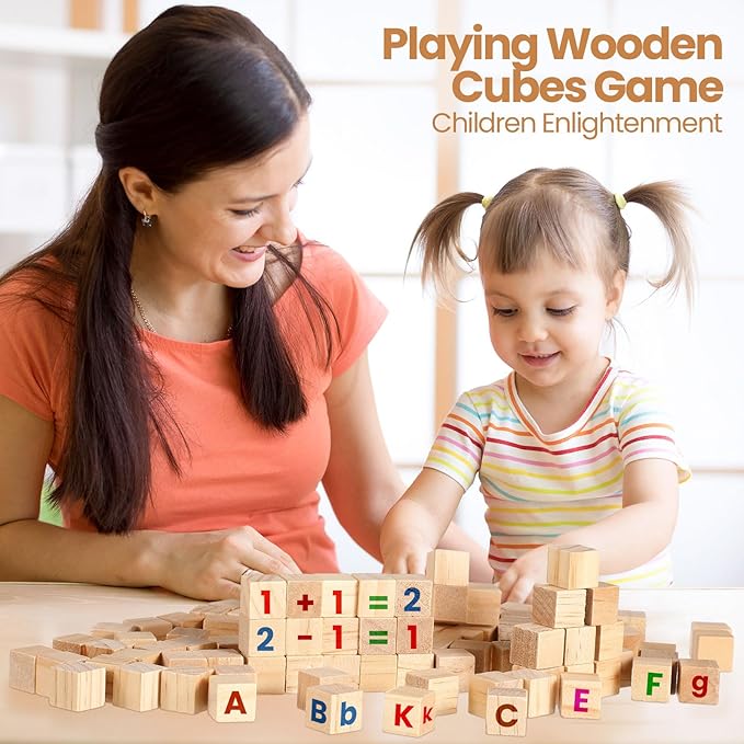 Barydat 300 Pcs 0.5 in Wooden Cubes,Unfinished Wooden Blocks for Crafting Natural Craft Wood Square Blank Cube for DIY Project Baby Showers