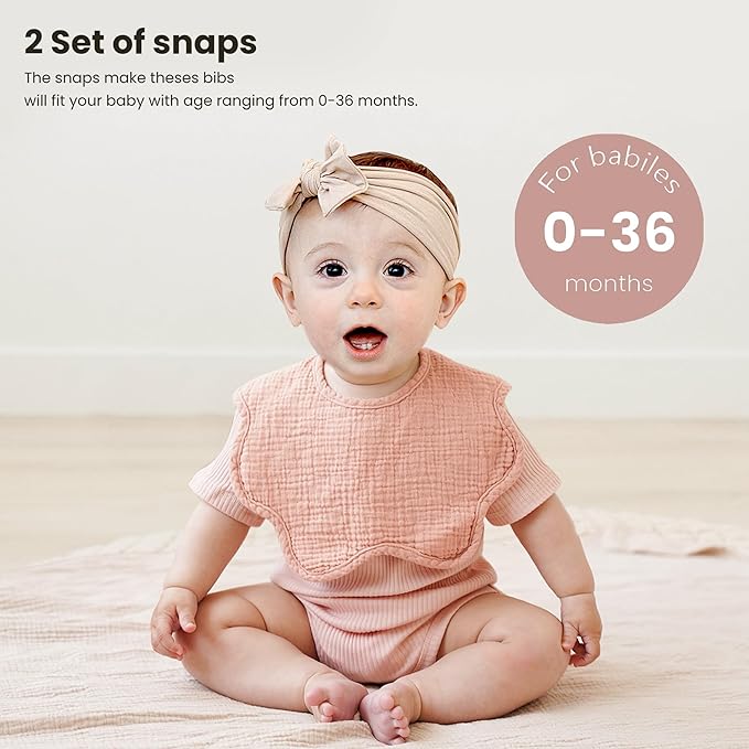 Konssy Muslin Baby Bibs 100% Cotton Absorbent Bandana Drool Bibs for Teething and Drooling, 6-Pack for Baby Boys & Girls