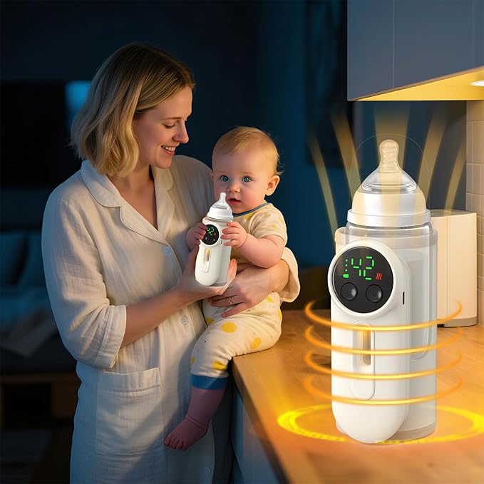 Portable Bottle Warmer for Baby Fast Baby Milk Warmer Multi-Function Milk & Formula Heater Even Heating & Defrosting Fits Most Bottles Ideal for Travel & Home Baby Feeding On The Go