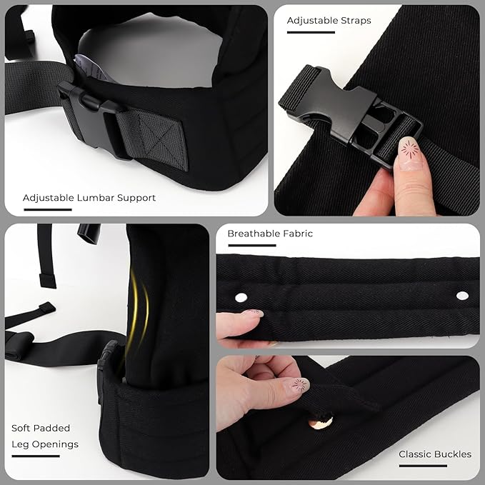 CycleMore Baby Carrier Newborn to Toddler - Soft & Ergonomic Infant Carrier with 3 Carry Positions, Hip-Healthy Adjustable Fit, Travel-Ready, Machine Washable for 7-35 lbs (Black)